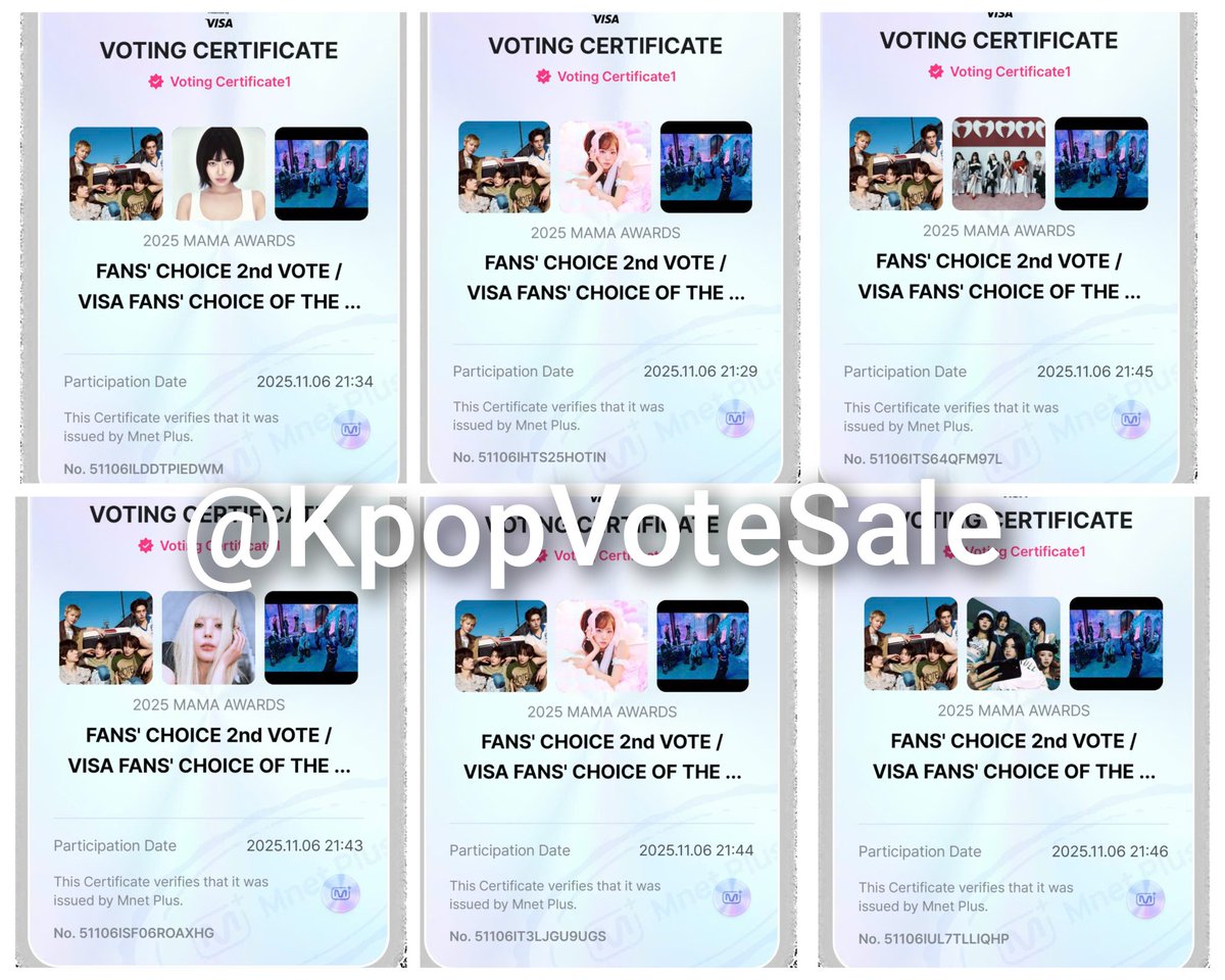 KpopVoteSale's tweet photo. Mama Awards 2025 - Visa Fans' Choice of the Year

 30 🎟️ voted for Seventeen

Thank you all guys for join Rt deal!
#Seventeen #Mama #KpopVoteSale #GAproof_Wingsshop https://t.co/5axgkJruHY