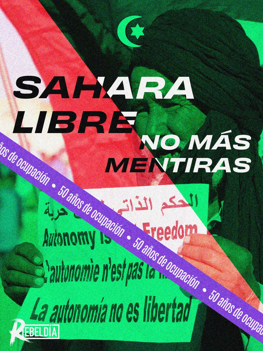 Hoy se cumplen 50 años de ocupación en el Sahara. Mientras mienten al mundo entero hablando de referendums de libertad igual que de acuerdos de paz, su pueblo se entierra en mentiras.

Basta de ocupación. Sahara libre ✊