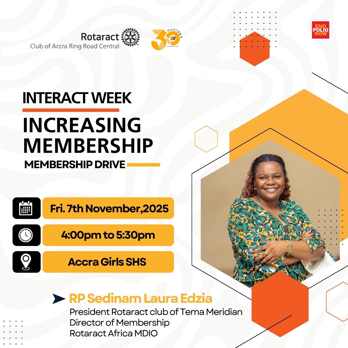 RRCRotaract's tweet image. INTERACT WEEK CELEBRATION 🎉
The story of Rotary begins with our Interactors — the foundation of Service Above Self
Past Interactor RP Sedinam inspires the young ladies of Accra Girls Interact to dream bigger and serve better 
🗓️ Friday, 4th Nov 2025
📍 Accra Girls Assembly Hall