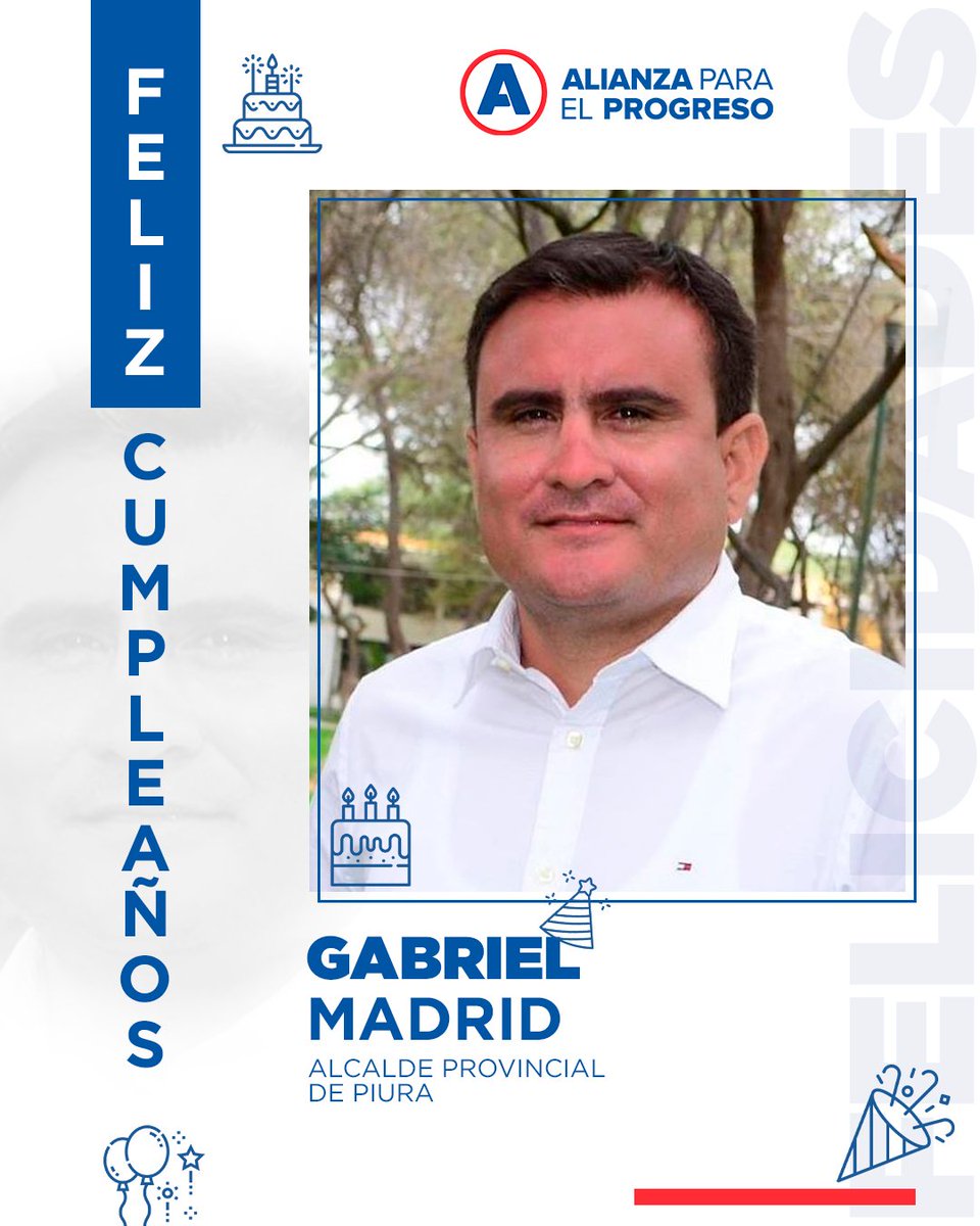 Peru_APP's tweet image. 🎉 ¡Feliz cumpleaños, Gabriel Antonio Madrid Orúe, Alcalde de Piura! 📷Que este nuevo año te encuentre con salud, determinación y la misma pasión por seguir trabajando por el desarrollo de tu región y de todo el Perú. 📷#AlianzaParaElProgreso #Perú #Piura📷📷 🅰️🅿️