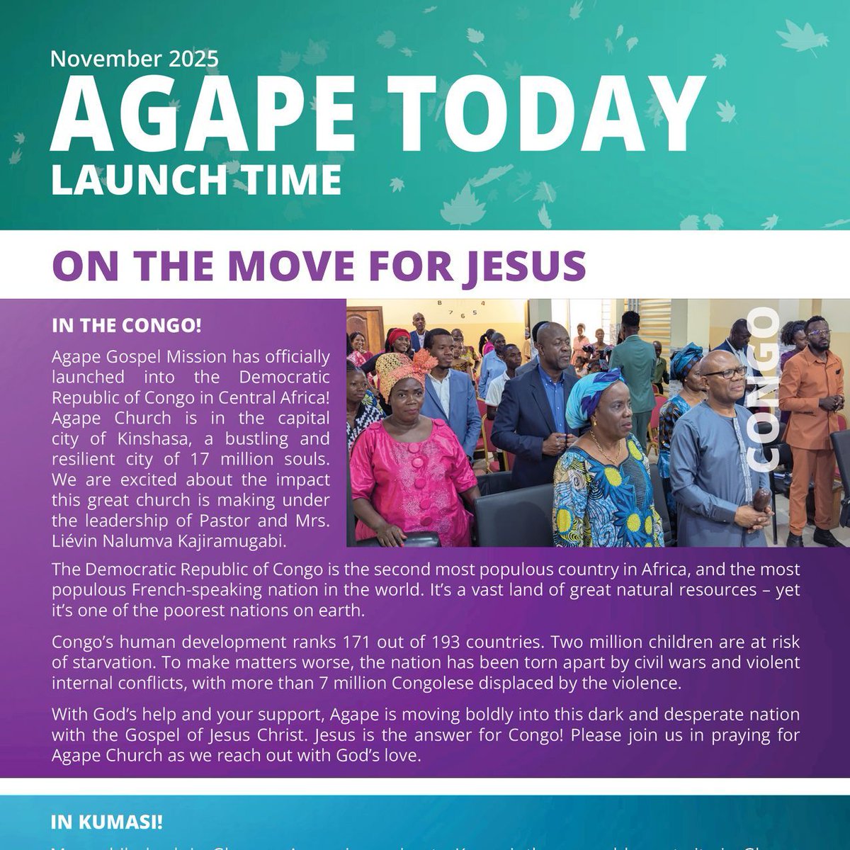 God is working through you! 🙌
See how your prayers and gifts are changing lives across Africa in our new Agape Today newsletter. From new churches in Congo and Ghana to children rescued and restored—your support is making it happen!
👉 agapegospelmission.org/post/agape-tod…