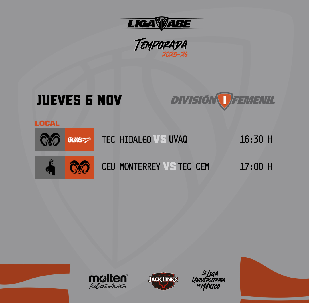 🗓️ #AgendaABE DI Femenil.

Resultados y Estadísticas en abemexico.org #LigaABE | #MoltenMéxico | #JackLinksLatam