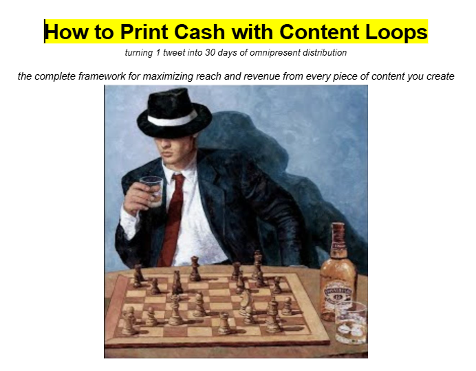 you can convert 1 tweet into 30 days worth of content

stop letting your best content die after 24h

i built a free playbook: how to print cash with content loops, the exact system to turn 1 post into 30 touchpoints, same effort, 30 to 50x distribution

like, rt and comment