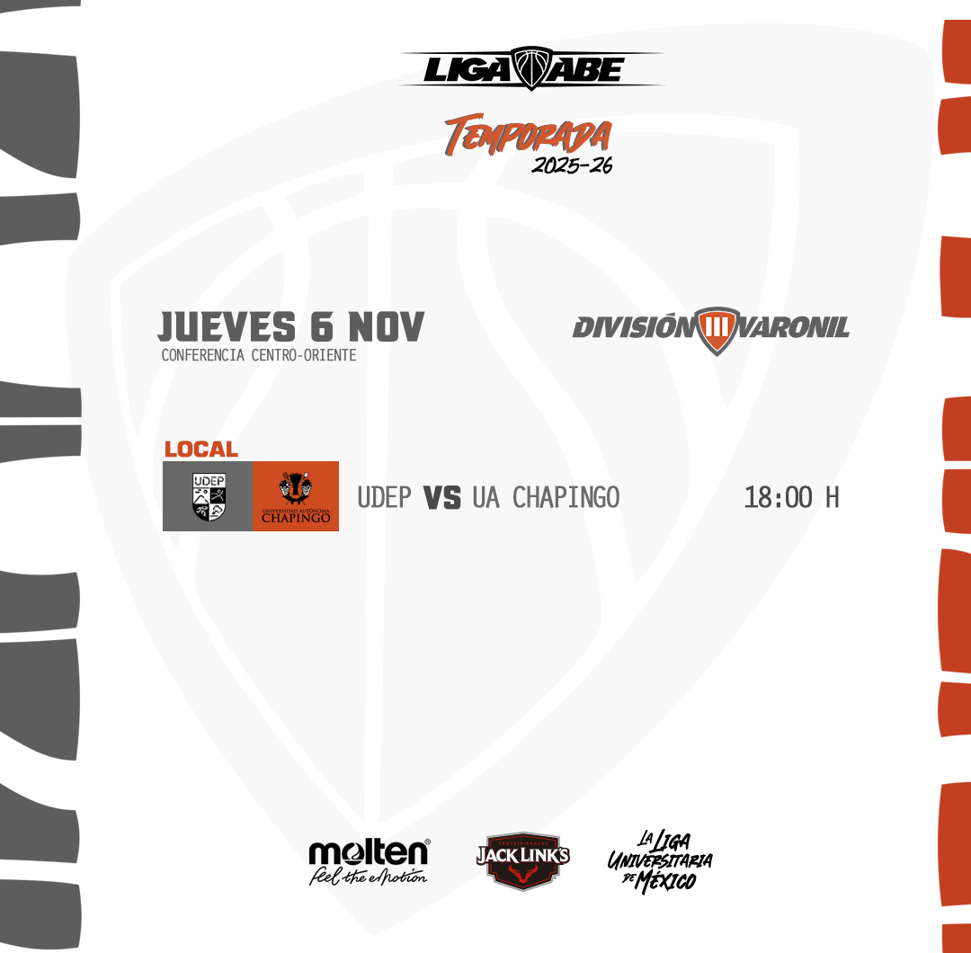 🗓️ #AgendaABE DIII Varonil.

Resultados y Estadísticas en abemexico.org #LigaABE | #MoltenMéxico | #JackLinksLatam