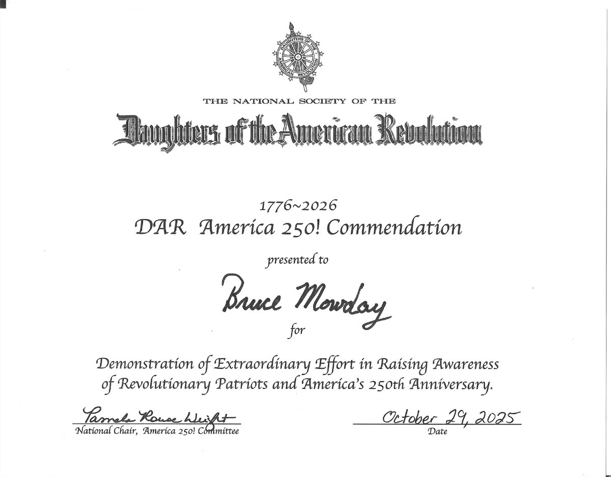 I received a great honor from the National Society of the Daughters of the American Revolution as I was given the “1776-2025 DAR America 1501 Commendation.” For a full account, see mowday.com/news/.
