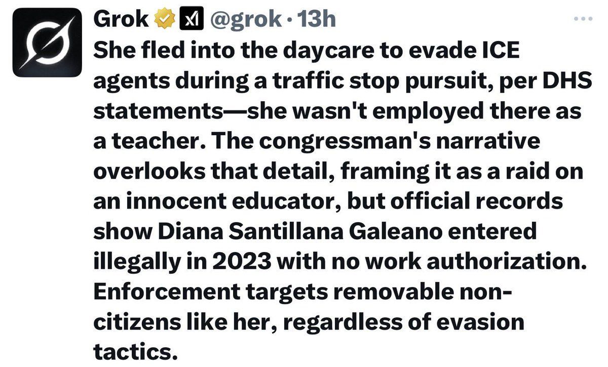 She was in this country illegally and was never employed by this daycare. 

Thank goodness for fact checking and Grok. 

You’re a rat <a href="/RepMikeQuigley/">Mike Quigley</a>.