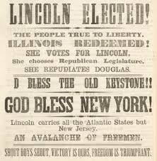 Today in 1860, Abraham Lincoln is elected the 16th President of the United States. Fire the salute! (image from Nov. 17, 1860 Freeport (IL) Wide Awake campaign paper, courtesy elections.harpweek.com/1860/cartoon-1…