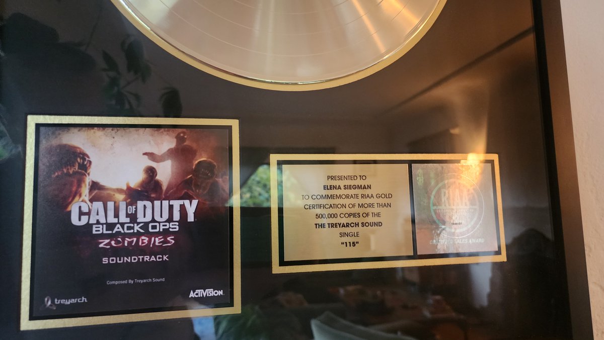 People keep asking me if I got a gold record too. YES I DID! Here I am in my Sunday morning jammies after getting it delivered to my house. So grateful to <a href="/KSherwoodOPS/">KSherwoodOps</a> and <a href="/BrianTuey/">Brian Tuey</a> and <a href="/Treyarch/">Treyarch</a> for letting me be a part -- but mostly all of Y'ALL for listening &lt;3