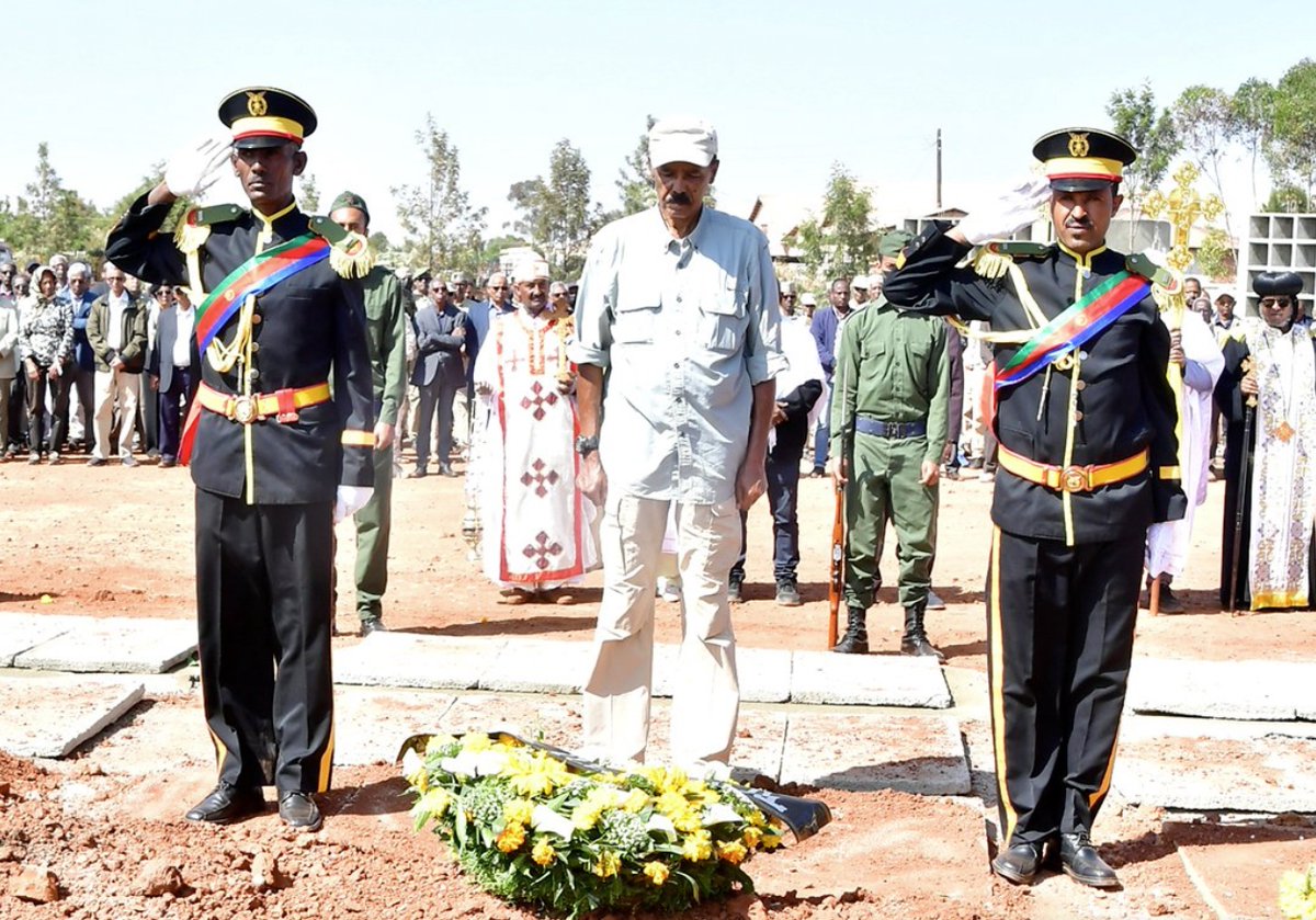 shabait's tweet photo. Funeral Service of Veteran Fighter Fesehaye Haile

The funeral service of veteran freedom fighter Fesehaye Haile (Afro), Governor of the Central Region, was held at Asmara Martyrs Cemetery today at 10:00 a.m. in the presence of President Isaias Afwerki, Ministers, senior government and PFDJ officials, Army Commanders, family members, and a large number of nationals.

Veteran freedom fighter Fesehaye Haile, who passed away on 4 November at the age of 78 due to illness, was one of the heroes produced by Eritrea’s struggle for independence. He devoted 52 years of his life to achieving national independence, safeguarding national sovereignty, and contributing to the nation-building process.

He joined the Eritrean People’s Liberation Forces in July 1973 after serving as a member of the “Tihisha” agitational group from 1972 to 1973.

During the armed struggle for independence, he served his nation and people with utmost dedication in various capacities, including as a combatant in the Eritrean People’s Liberation Army, and in the EPLF Departments of People’s Administration and Intelligence and Security.

After independence, veteran freedom fighter Fesehaye continued to serve his country as Deputy Governor of Asmara; Executive Director of the Northern Red Sea Region; Director General of the Customs Department at the Ministry of Finance; Director General of Civil Aviation; and Governor of the Gash-Barka and Central Regions, respectively.

President Isaias Afwerki laid a wreath on the tomb of veteran fighter Fesehaye Haile; Mr. Yemane Gebreab on behalf of the PFDJ; Ambassador Abdella Musa, Governor of the Anseba Region, on behalf of the Ministry of Local Government; Mr. Zerit Tewoldebrhan on behalf of the Central Region; and Mr. Gideon Fesehaye, son of the veteran fighter.

Veteran freedom fighter Fesehaye is survived by his wife and three children.

Expressing deep sorrow over the passing away of veteran freedom fighter Fesehaye Haile, the Ministry of Local Government conveys condolences to families and friends.