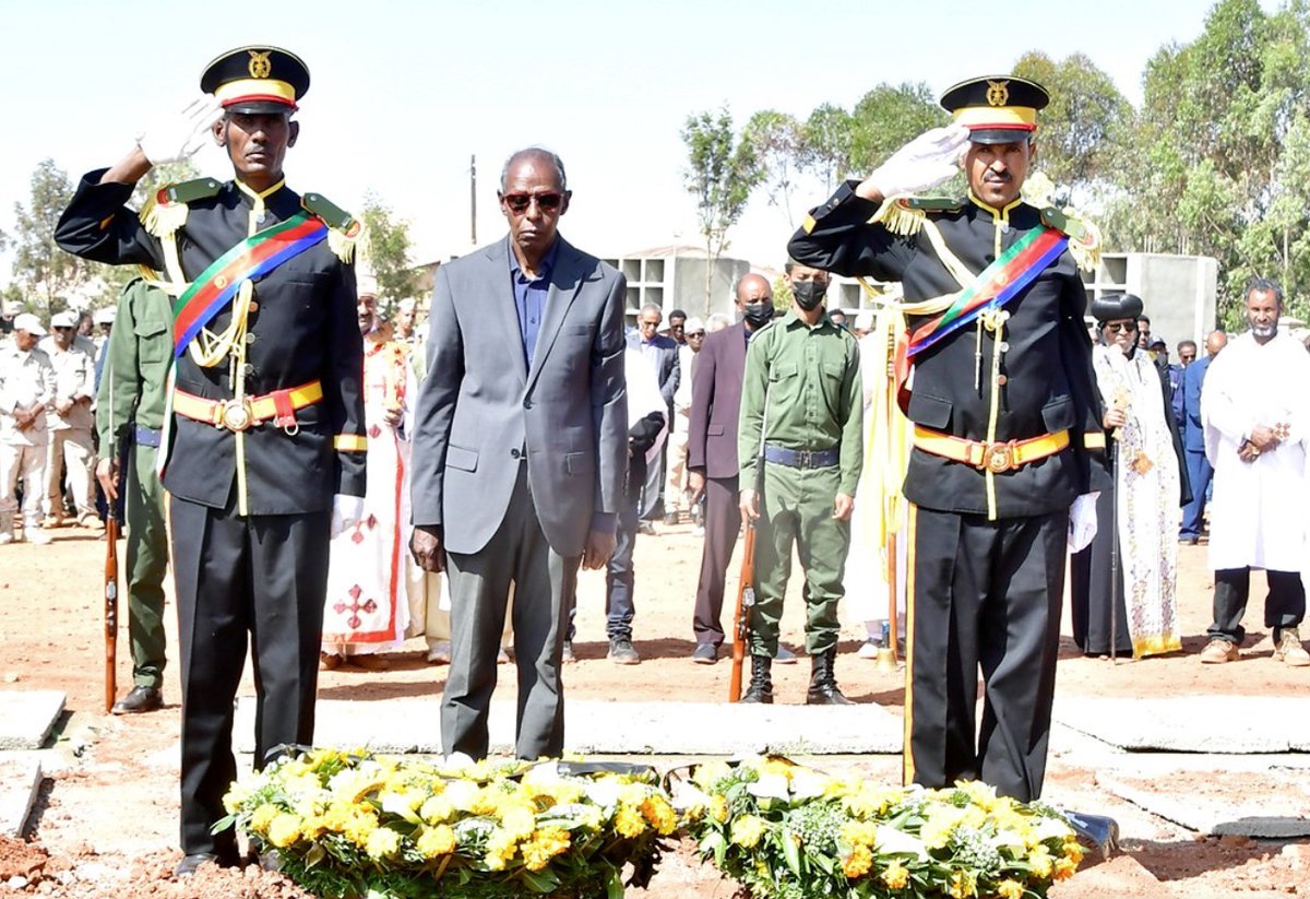 shabait's tweet photo. Funeral Service of Veteran Fighter Fesehaye Haile

The funeral service of veteran freedom fighter Fesehaye Haile (Afro), Governor of the Central Region, was held at Asmara Martyrs Cemetery today at 10:00 a.m. in the presence of President Isaias Afwerki, Ministers, senior government and PFDJ officials, Army Commanders, family members, and a large number of nationals.

Veteran freedom fighter Fesehaye Haile, who passed away on 4 November at the age of 78 due to illness, was one of the heroes produced by Eritrea’s struggle for independence. He devoted 52 years of his life to achieving national independence, safeguarding national sovereignty, and contributing to the nation-building process.

He joined the Eritrean People’s Liberation Forces in July 1973 after serving as a member of the “Tihisha” agitational group from 1972 to 1973.

During the armed struggle for independence, he served his nation and people with utmost dedication in various capacities, including as a combatant in the Eritrean People’s Liberation Army, and in the EPLF Departments of People’s Administration and Intelligence and Security.

After independence, veteran freedom fighter Fesehaye continued to serve his country as Deputy Governor of Asmara; Executive Director of the Northern Red Sea Region; Director General of the Customs Department at the Ministry of Finance; Director General of Civil Aviation; and Governor of the Gash-Barka and Central Regions, respectively.

President Isaias Afwerki laid a wreath on the tomb of veteran fighter Fesehaye Haile; Mr. Yemane Gebreab on behalf of the PFDJ; Ambassador Abdella Musa, Governor of the Anseba Region, on behalf of the Ministry of Local Government; Mr. Zerit Tewoldebrhan on behalf of the Central Region; and Mr. Gideon Fesehaye, son of the veteran fighter.

Veteran freedom fighter Fesehaye is survived by his wife and three children.

Expressing deep sorrow over the passing away of veteran freedom fighter Fesehaye Haile, the Ministry of Local Government conveys condolences to families and friends.
