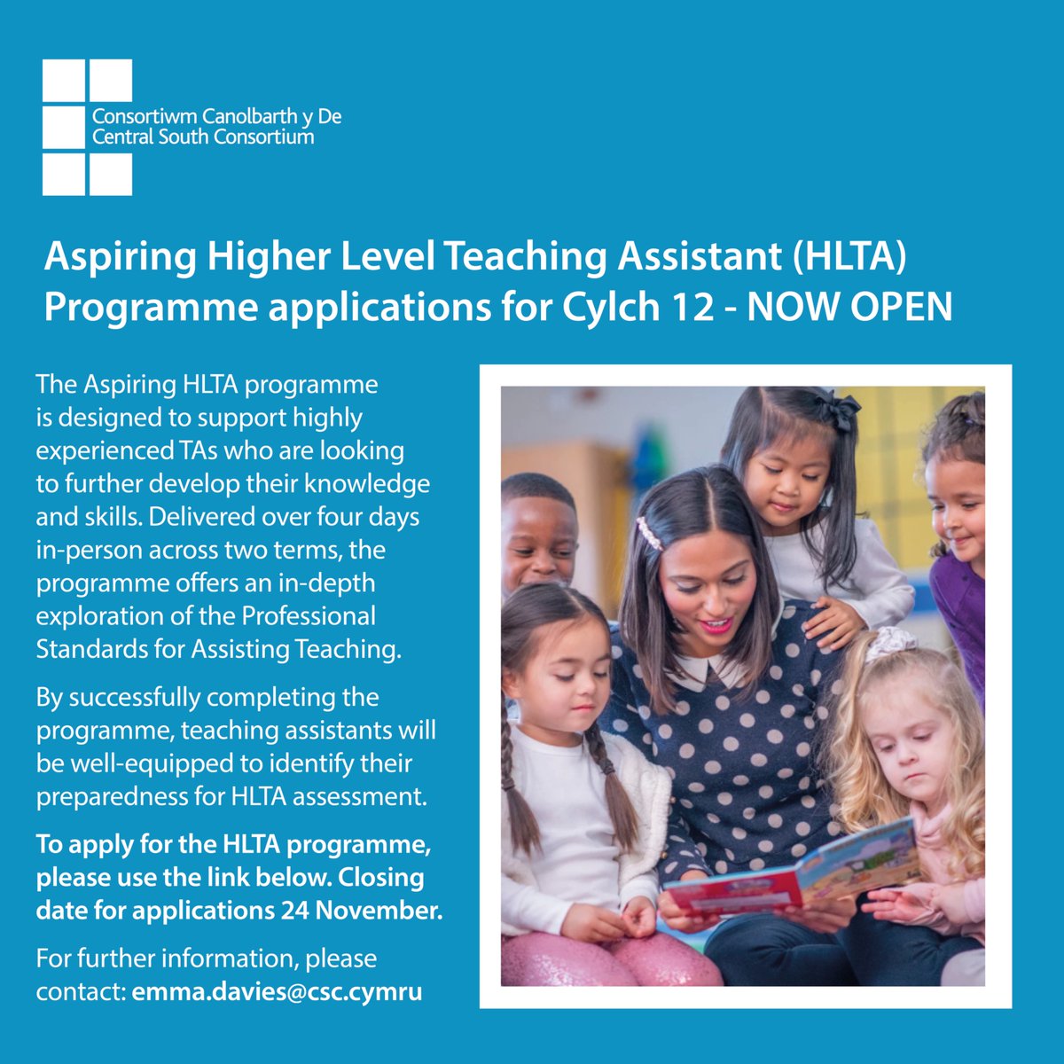 CSC_PLSupport's tweet image. Aspiring Higher Level Teaching Assistant (HLTA) Programme applications for Cylch 12 - NOW OPEN  

To apply for the HLTA programme, please use the link here: ow.ly/cS3U50XnRGi