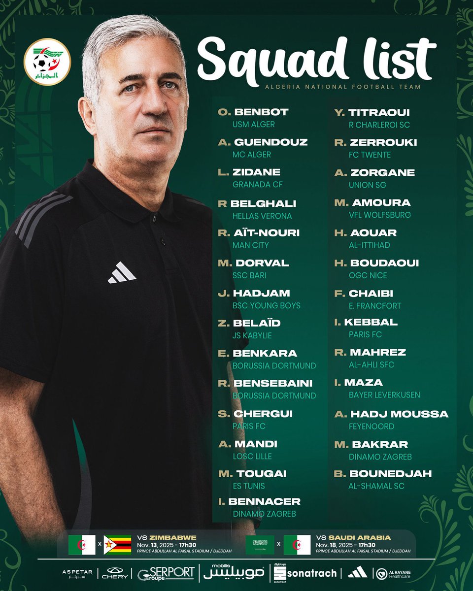 🚨 OFFICIEL | TITRAOUI EST ENFIN SÉLECTIONNÉ POUR LA PREMIÈRE FOIS AVEC L'ALGÉRIE !! 🇩🇿❤️

TAHIA LES Z'HOMMES, BONNE CHANCE YACINE.

(<a href="/LesVerts/">Équipe d'Algérie de football</a>)