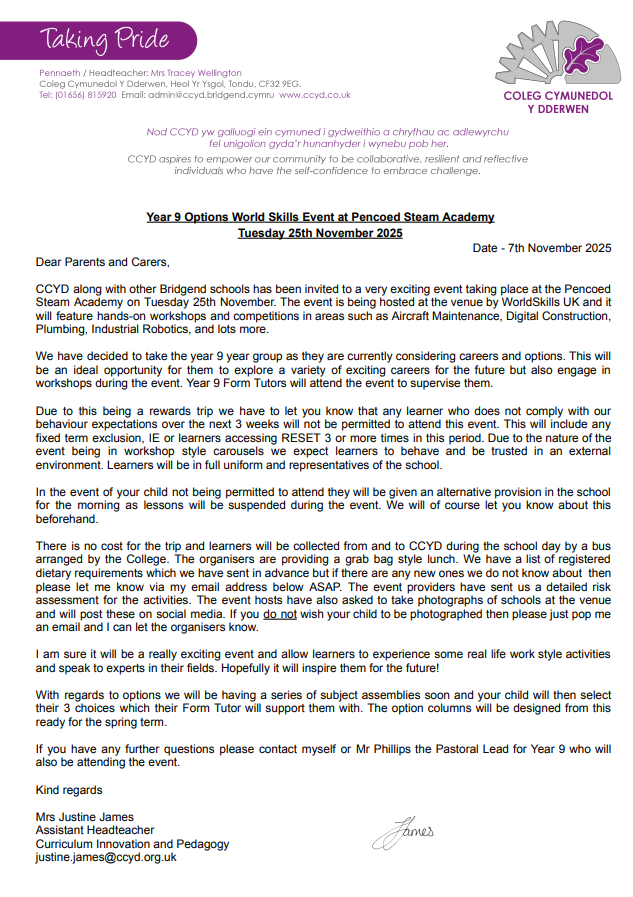 Year 9 Options Skills Event at Pencoed Steam Academy