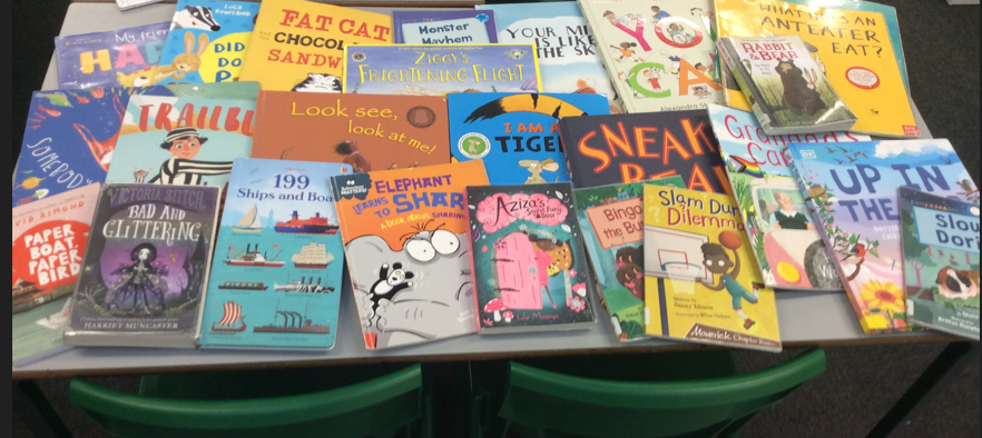 Grimoldby_Y4's tweet photo. Year 3 and 4 girls had a lovely morning exploring different books in the library. We collated a list of books for every letter of the alphabet. This is just a small selection of what we found.

#unity #happiness https://t.co/v7evwQ9QA4