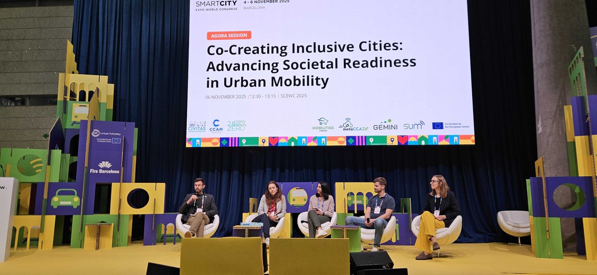We are in Barcelona for the Smart City Expo World Congress (SCEWC) 2025, leading a session on Co-Creating Inclusive Cities: Advancing Societal Readiness in Urban Mobility.

This session brought together four major CIVITAS New Mobility Services (NMS) Cluster projects to explore