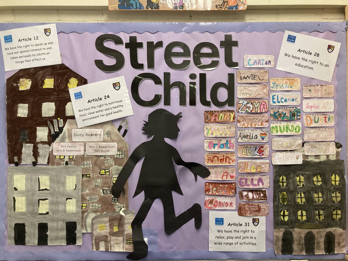 #Primary6 loved our Rights Respecting novel of ‘Street Child’ by Berlie Docherty. #Article24 #Article28 #Article12 #Article31 Themes of social justice and equality were discussed at length throughout the novel.We then made our Class Charter to reflect our understanding@UNICEF_uk