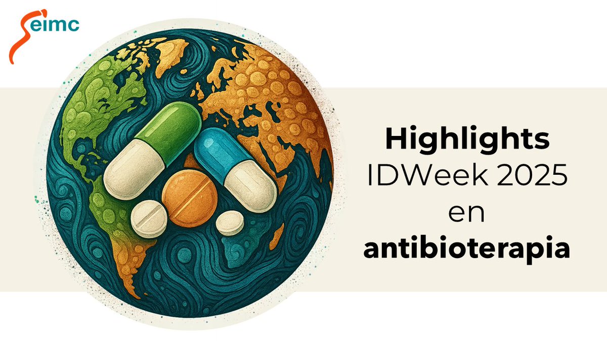SEIMC_'s tweet photo. 🔔Actividad formativa @SEIMC_ "Highlights IDWeek 2025 en antibioterapia"

📅 20 de noviembre
⏰16:00h – 17:30h (España, horario peninsular)
📍Campus @SEIMC_ 

📝📚Programa/Inscripción👇
https://t.co/3wyVN2rCvL https://t.co/7c4PFGtBDq