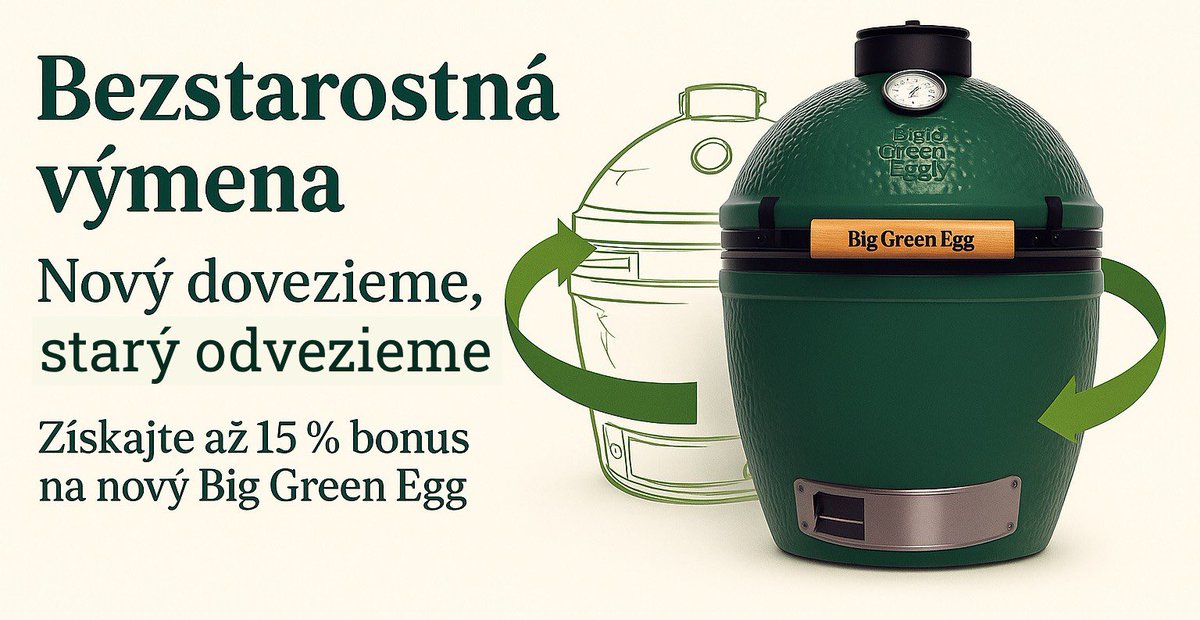 biggreenegg_sk's tweet image. ♻️ Starý gril von, nové Big Green Egg dnu! 💚
Získaj až 15 % bonus pri výmene svojho kamado grilu.
Nový ti dovezieme, starý odvezieme. 🔥

👉 info@biggreenegg.sk
#BigGreenEgg #ZeleneVajicko #BBQ #StaryZaNovy