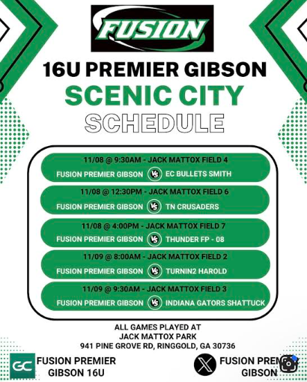 Ready to get back on the💎with my talented <a href="/FusionGibson/">Fusion Premier Gibson</a> teammates this weekend in Scenic City! Updated schedule👇
<a href="/LeeUSoftball/">Lee Univ Softball</a> <a href="/OhioBobcatSB/">Ohio Softball</a> <a href="/coachkchapman/">Kelsey Chapman</a> <a href="/GoMocsSB/">Chattanooga Softball</a> <a href="/FlyerSoftball/">Dayton Softball</a> <a href="/WKUSoftball/">WKU Softball</a> <a href="/UIndySoftball/">UIndy Softball</a> <a href="/USISOFTBALL/">USI SOFTBALL</a> <a href="/UNCGSoftball/">UNCG Softball</a> <a href="/UEAthletics_SB/">UE Softball</a> <a href="/UWGSoftball/">West Georgia Softball</a> <a href="/AppStateSB/">App State Softball</a>