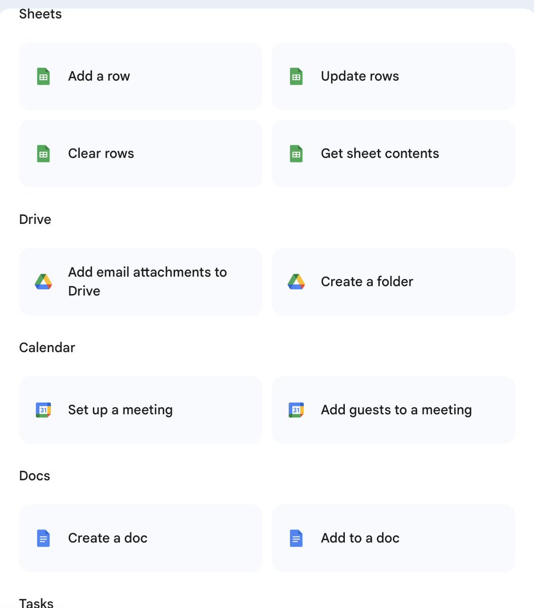 yugen_matuni's tweet image. GoogleのWorkFlowsですが、シンプルなフローを量産する方向が良さそう。

「Aの時に、Bであれば、Cを行う」

くらいの処理はガンガン任せられそう。

Gmail、Dirve、スプシ、Asana、Salesfoece、Conful、Jiraに連携可能で、タスクスケジュールやトリガーも可能。

これはめっちゃお手軽便利だな。