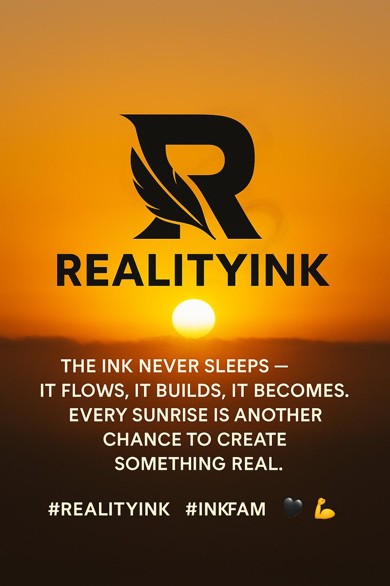 cryptograndpa01's tweet photo. The ink never sleeps — it flows, it builds, it becomes.
Every sunrise is another chance to create something real.
Built in love. Fueled by ink. Forged in Reality.
#RealityInk #InkFam #BuiltInLove 🖤💪 https://t.co/XU4qDoo9my