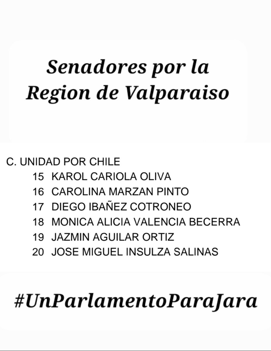 #UnCongresoParaJara
#VotaListaC

No solo des like, comparte aquí, por wasap, por Instagram, por Facebook, tiktok y todas las rrss!