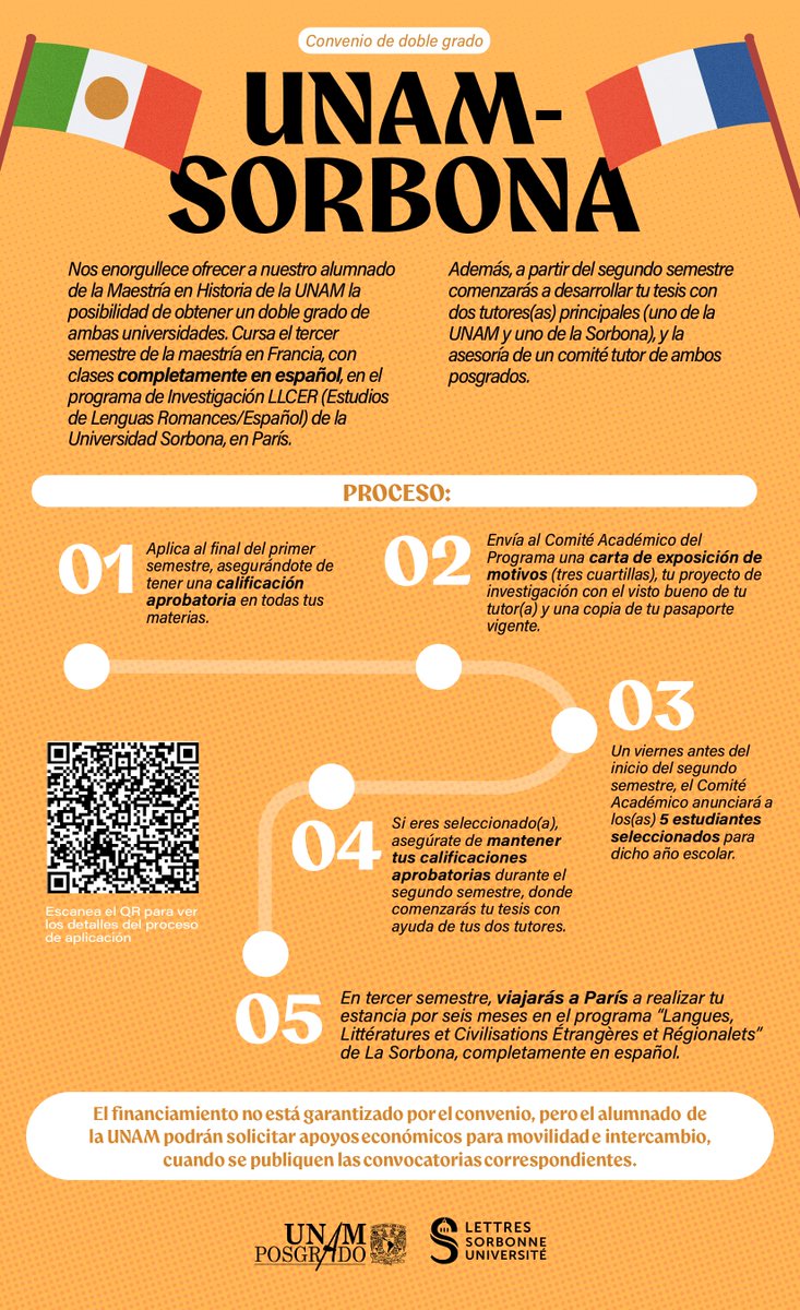 ✨𝐂𝐎𝐍𝐕𝐄𝐍𝐈𝐎 𝐃𝐄 𝐃𝐎𝐁𝐋𝐄 𝐆𝐑𝐀𝐃𝐎✨
🇲🇽🤝🇫🇷Conoce el Convenio de Doble Grado entre la <a href="/UNAM_MX/">UNAM</a>  y La Sorbonne Université.

ℹ️Consulta la convocatoria completa y los requisitos de participación 👉historia.posgrado.unam.mx/sintesis-infor…
