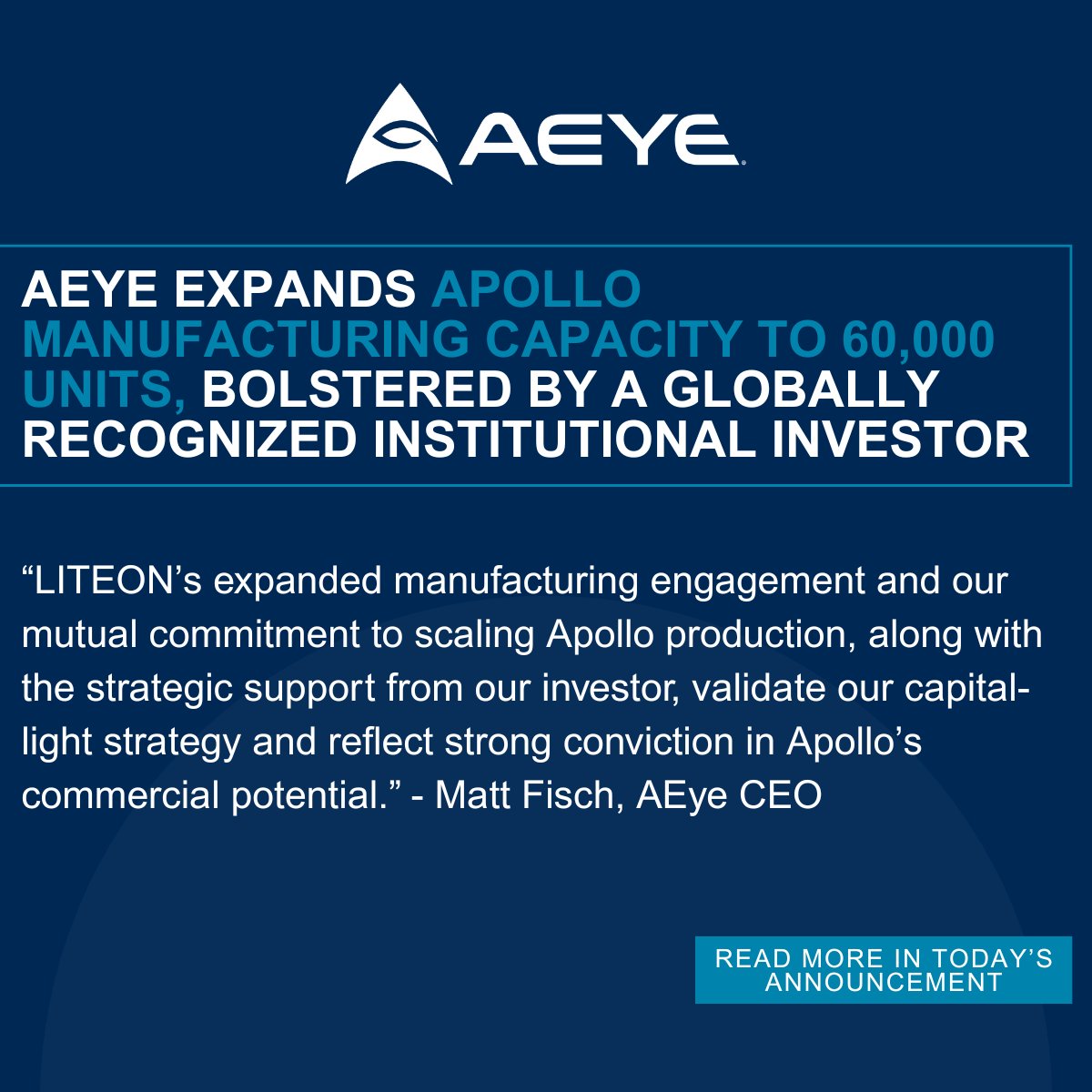 We’re thrilled to announce a new collaboration with #LITEON to establish a dedicated manufacturing line capable of producing up to 60,000 #Apollo units annually. This milestone strengthens our ability to meet growing demand across #automotive, #defense, and smart infrastructure