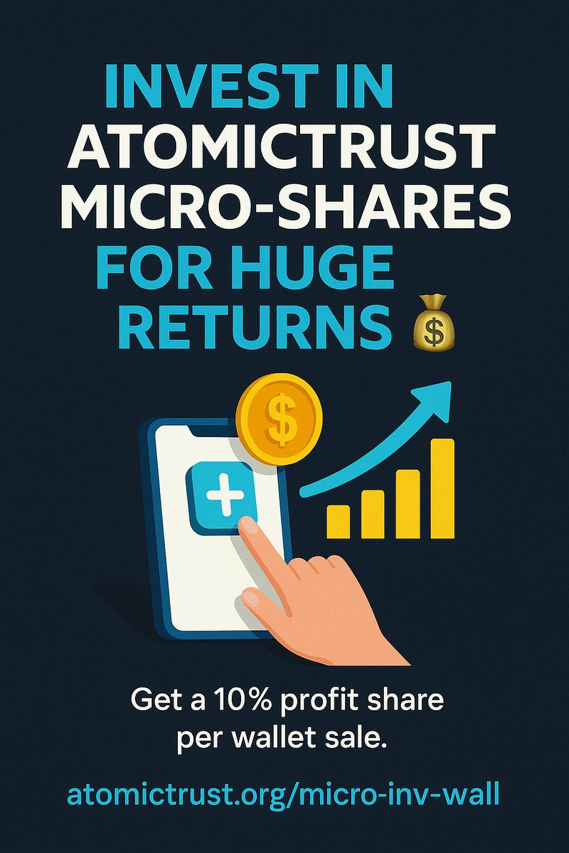 JoeSwanies's tweet image. They said it couldn’t be done.
We built it anyway.
🔒 7-layer security
👁️ Biometric offline control
💰 $10 = $38 return

The AtomicTrust Founders Wall is filling fast — only 500 early investors worldwide.
🌐atomictrust.org/micro-inv-wall
#CryptoRevolution #AtomicTrust #InvestSmart