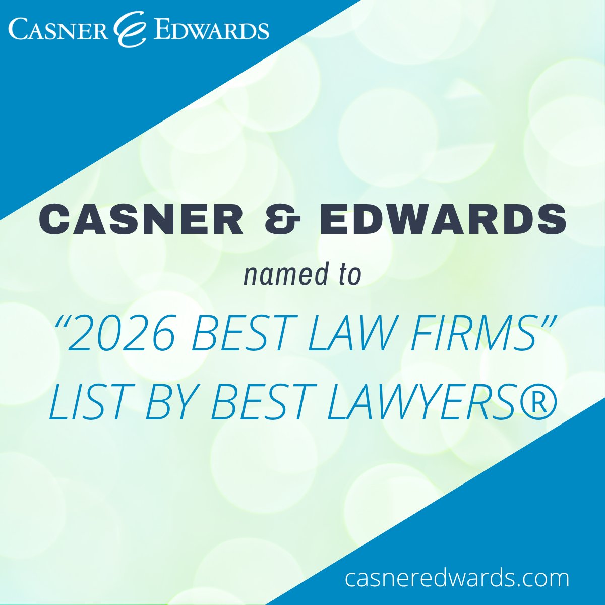 We are pleased to announce that the firm has received top rankings in the national and Boston regional markets of the <a href="/BestLawyers/">Best Lawyers</a> 2026 edition of “<a href="/BestLawFirms_/">bestlawfirms</a>!" See our full rankings here: casneredwards.com/news/casner-ed…

#CasnerAndEdwards #BostonLawFirm #BestLawFirms #BestLawyers