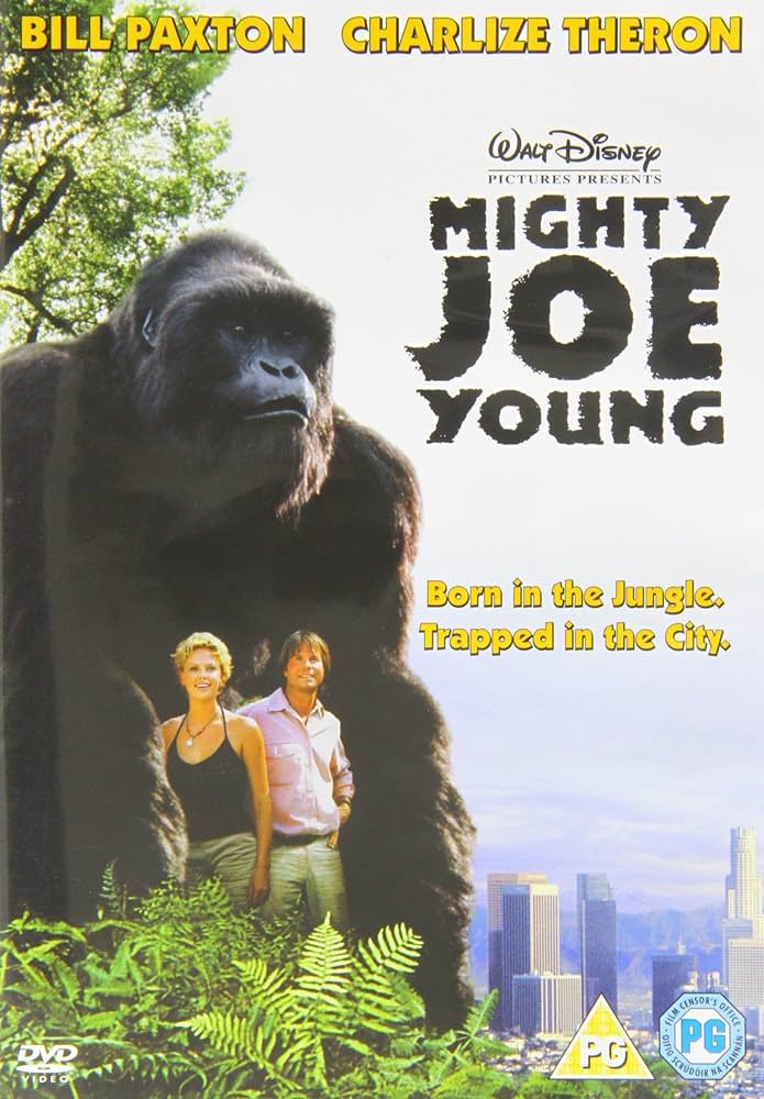 burnerlikely's tweet photo. Perfect example is an underrated classic like Mighty Joe Young. I swear I must have watched this movie 5 times a week when I was a child. A young Charlize Theron and Bill Paxton doing their thing and making movie magic. https://t.co/ii29JTON80