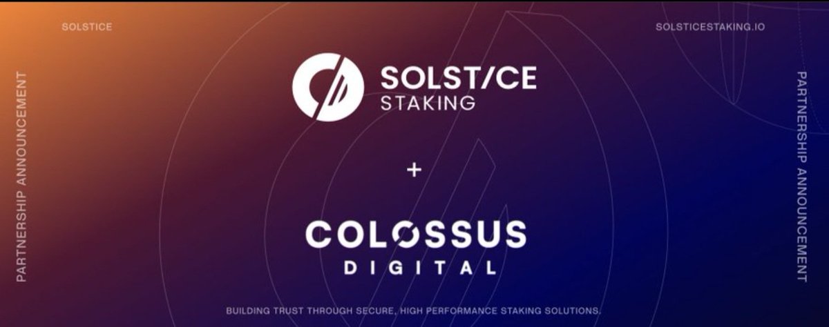 In Switzerland, a new period of institutional staking starts. 

<a href="/solsticefi/">Solstice</a> and ColossusItaly are collaborating to establish a Swiss-based banking, asset manager, and custodian staking facility.

🔹 7,000+ validator nodes
🔹 $1B+ staked assets
🔹 99.99% uptime
Data centers that