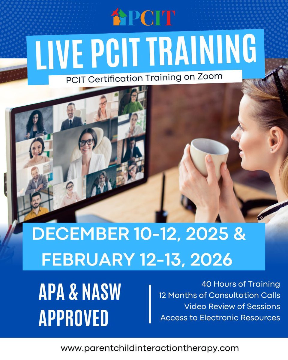 PCIT_Inc's tweet image. We would love to see you at our next Live PCIT Certification Training in December. We have  a few spots left. Register here: parentchildinteractiontherapy.com/event-details/…