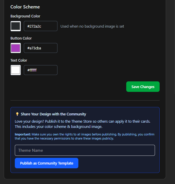 YourProfileCard's tweet image. A fresh update just landed in the Dashboard! 🚀

You can now pick from community-made designs instead of starting from scratch.

Official themes are coming soon! Are you interested in Designing? Just locate the "Designer" in the Dashboard and simply publish it to the Store :)