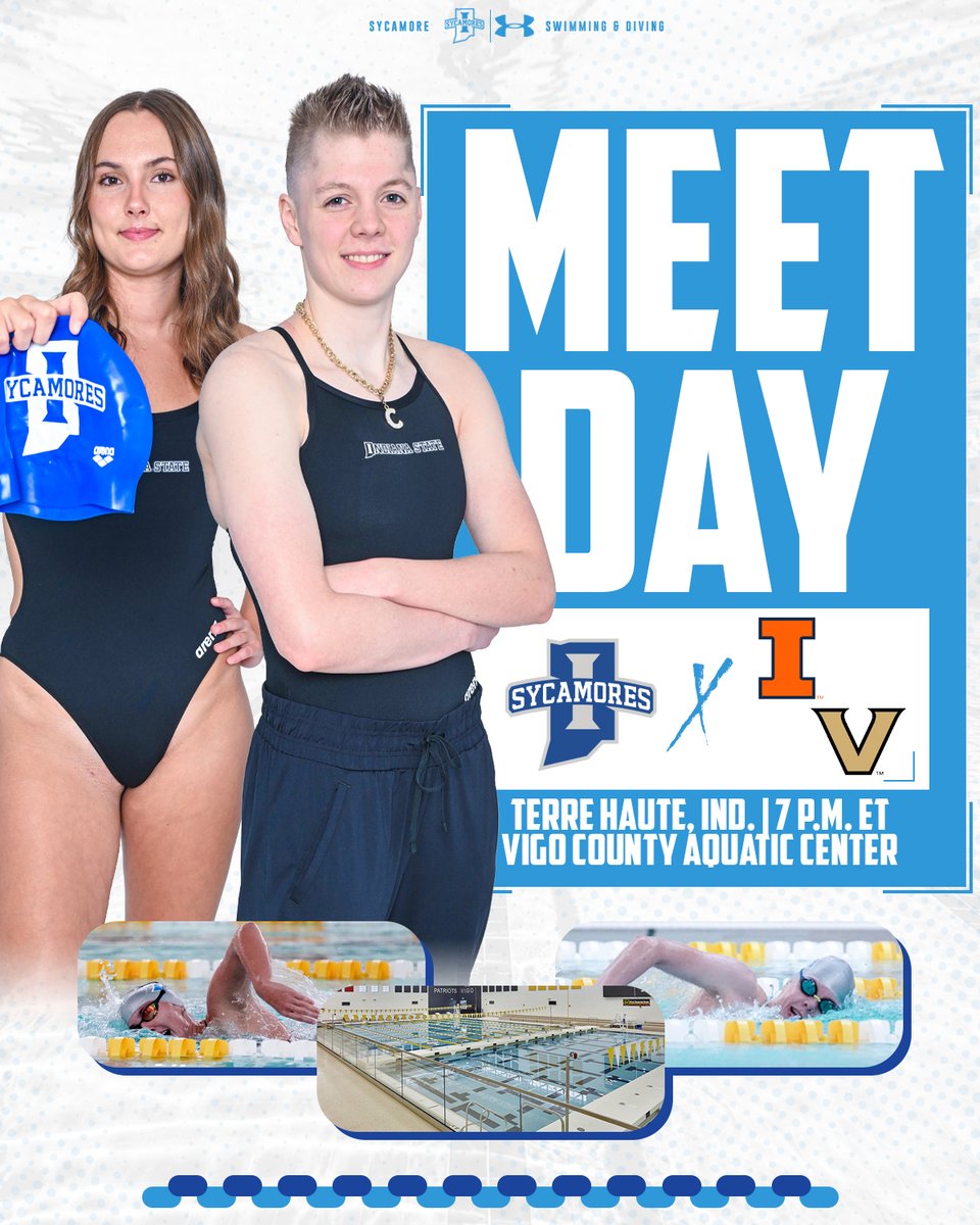 #MeetDay

🆚 Illinois/Vanderbilt
🏟️ Vigo County Aquatic Center
⏱️ 7 p.m. ET
📍 Terre Haute, Ind.

#MarchOn