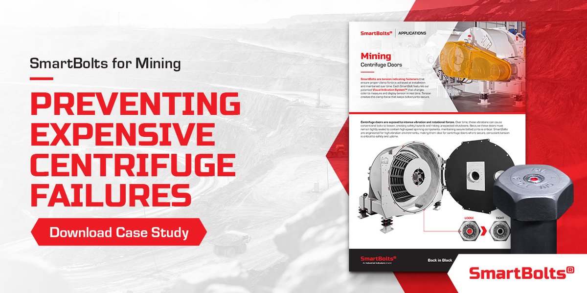 A single loose bolt on a centrifuge door can bring mining operations to a grinding halt. SmartBolts fasteners use our patented Visual Indication System to show real-time bolt tension.

Protect your equipment and your people. Download our case study here: bit.ly/4oTHDvk