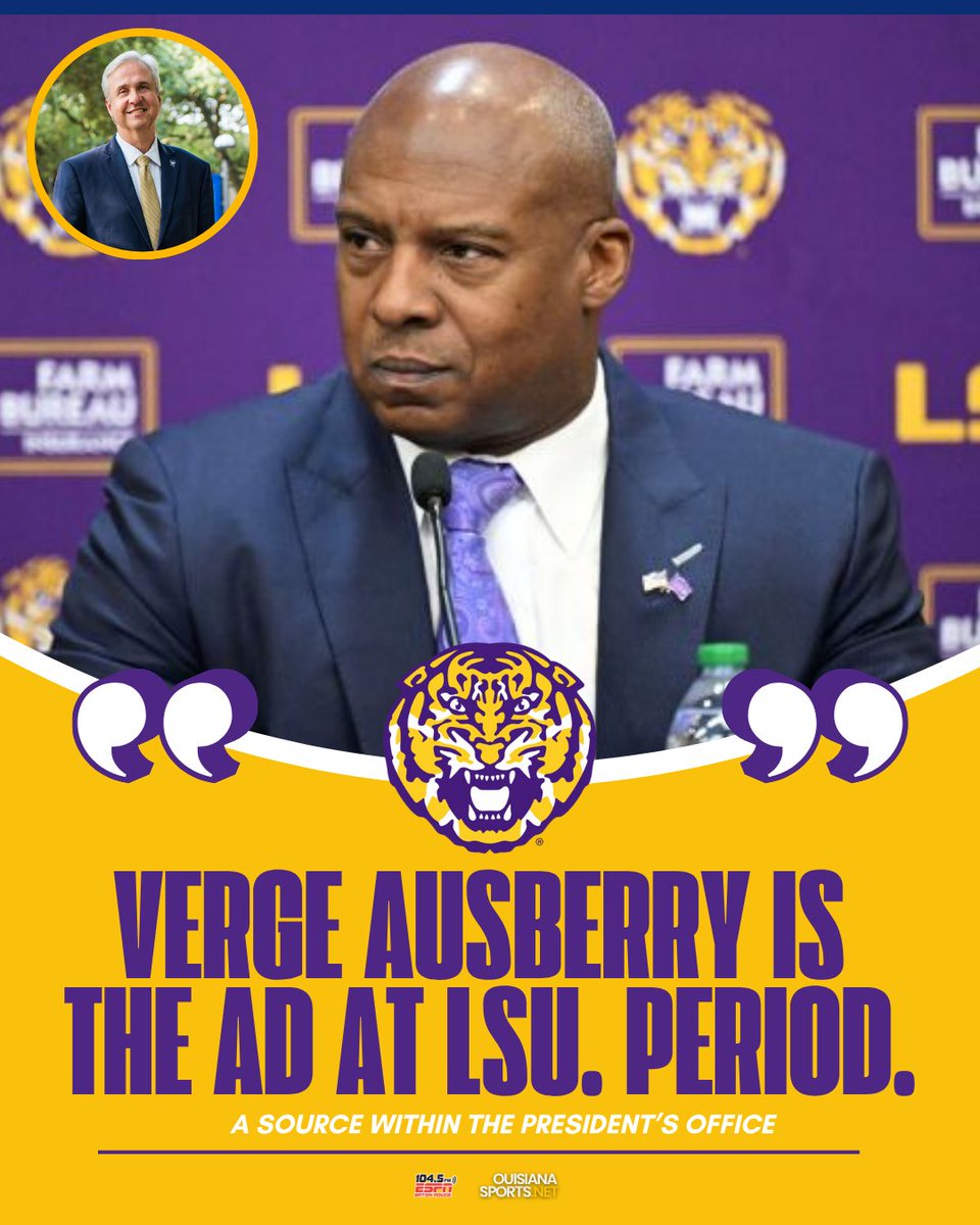 EXCLUSIVE: LSU clarifies Ausberry’s role as AD 🐯

No interim. No search. Full power to hire the next head coach 👀 

#LSU #GeauxTigers #ForeverLSU 

Read 🔗 louisianasports.net/2025/11/06/249…