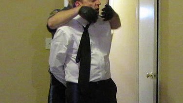 #handcuffed at rear, he's lost control of his #collarandtie!