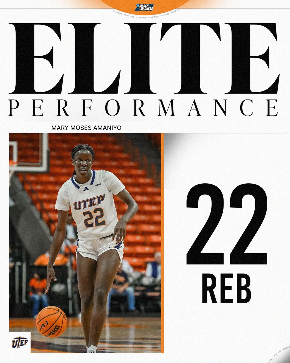 MarchMadnessWBB's tweet photo. OWNING THE BOARDS 🙌 

Mary Moses Amaniyo grabbed 22 REB for to help secure UTEP's win over Prairie View.

#NCAAWBB x @UTEPWBB https://t.co/74sVrGUUuq