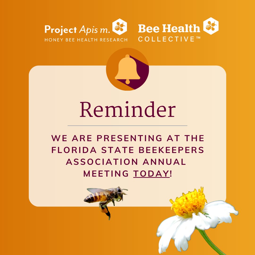 ProjectApism's tweet image. 🐝 Today’s the day! The Florida State Beekeepers Annual Meeting kicks off in Kissimmee. Don’t miss Dave Mendes sharing how PAm advances honey bee health!

🔗 flstatebeekeepers.org/conference-2025

#HoneyBeeHealth #Beekeepers #FSBA2025