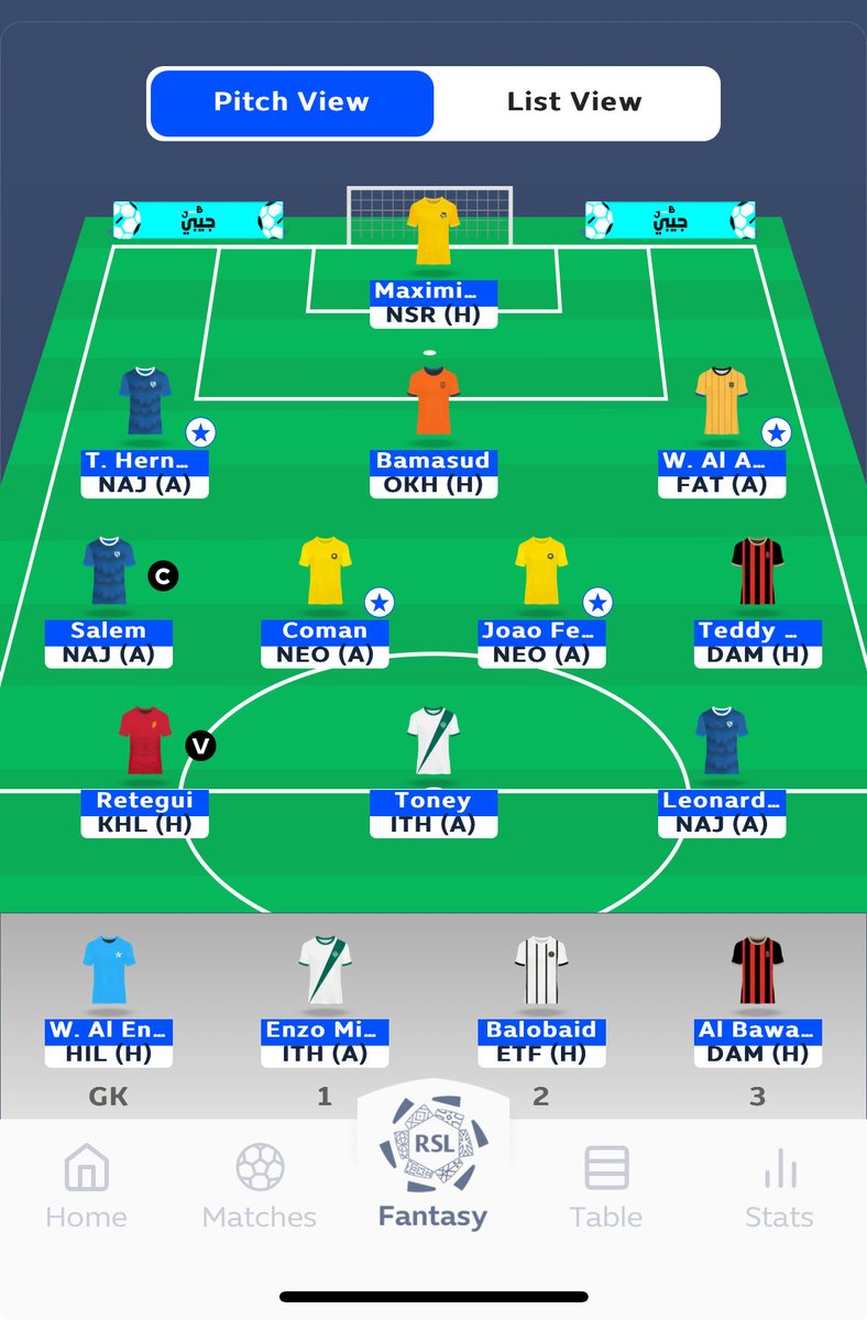S3D_Fantasy's tweet image. #فانتزي_دوري_روشن || #GW8   

تشكيلتي 🔐✅ 

خواص 🃏| ❌ 

الكابتن 🧢 | سالم الدوسري ✅ 

التبديلات ♻️ |

محرز —&amp;gt; سالم ✅ 

بوشل —&amp;gt; بامسعود ✅ 

الترتيب 🌍 | 13K     

لاول مرة يدخل سالم بفريقي ملكيته 10% وضعت عليه الكابتن لو انفجر الاستفادة ستكون خرافية وتطلعني كثير 🤲

بالتوفيق…