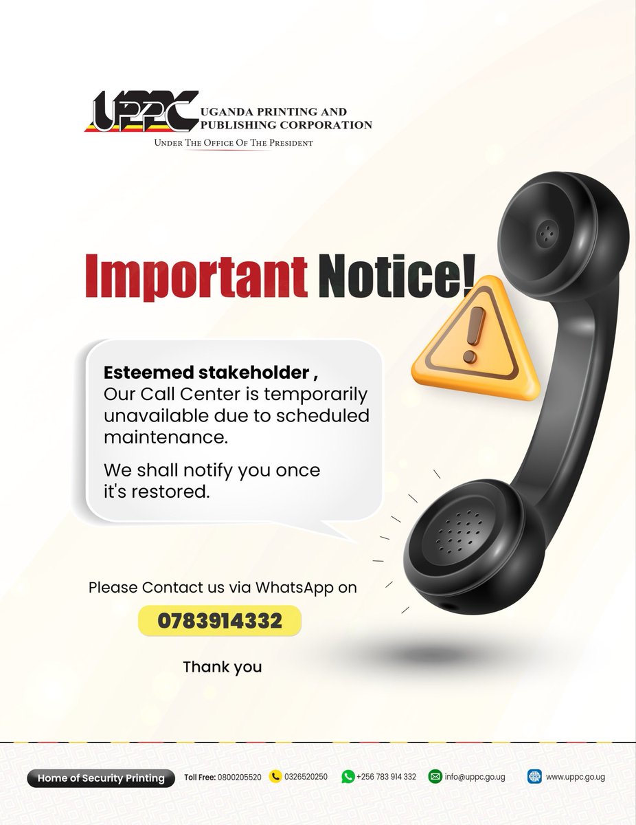 Stay connected us UPPC through our official WhatsApp contact: 0783 194 332
For inquiries, feedback, and service updates.

#UPPCcustomercare