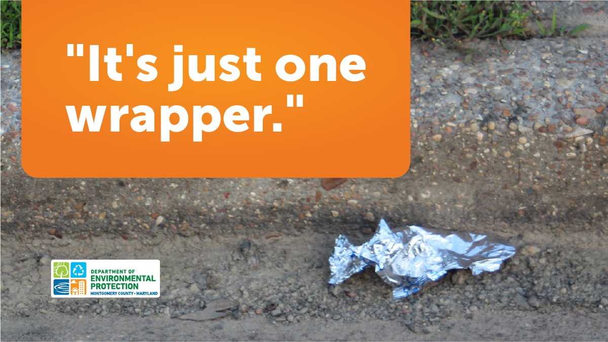 "It's just one wrapper."
Until it's not. 
Until it floats into a stream.
Until it clogs a storm drain.
Until it shows up in the bay.
Litter travels. Let's reroute it.
Learn more at 
bit.ly/KeepItCleanMon…