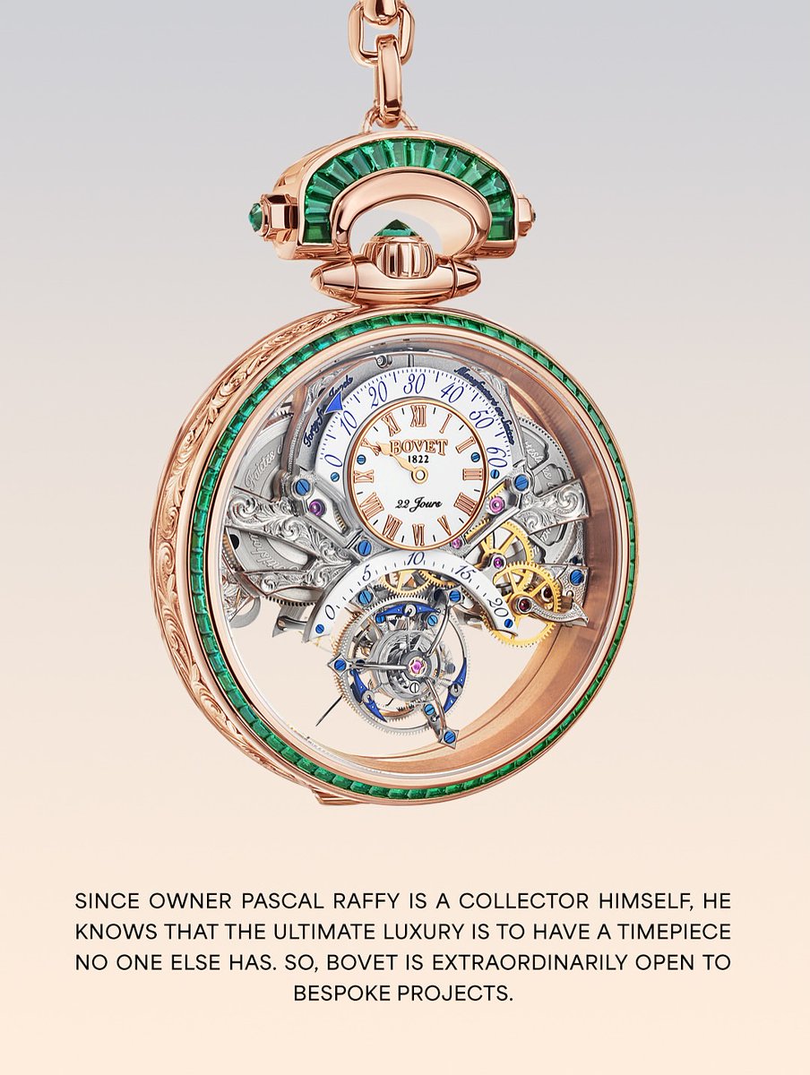 Rotap's tweet image. Speaking Bespoke.
Since owner Pascal Raffy is a collector himself, he knows that the ultimate luxury is to have a timepiece no one else has. So, BOVET is extraordinarily open to bespoke projects.