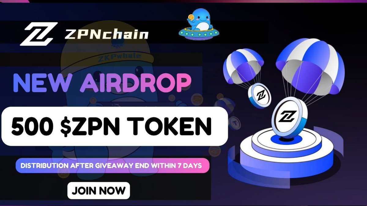 BullsNetworkgl's tweet image. 🥳 ZPNChain Big #Airdrop 

🏆 Prize Pool:- 500 $ZPN Token Worth 1000$+ current price ( #FCFS )

✅ Follow @ZPNChain
✅ Like, RT &amp;amp; Tag 3 Friends
✅ Complete Form ⤵️
forms.gle/AMxSw7qjw9QLG9…

✨ Big shoutout to all participants—go crush it!