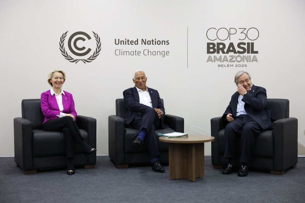 We're together in Belém with <a href="/antonioguterres/">António Guterres</a>.

You’ve always spoken up for our planet and we thank you for that.

Europe comes to Belém with our clear climate goals and our solidarity for those most at risk.

The world needs strong multilateral action to face the climate