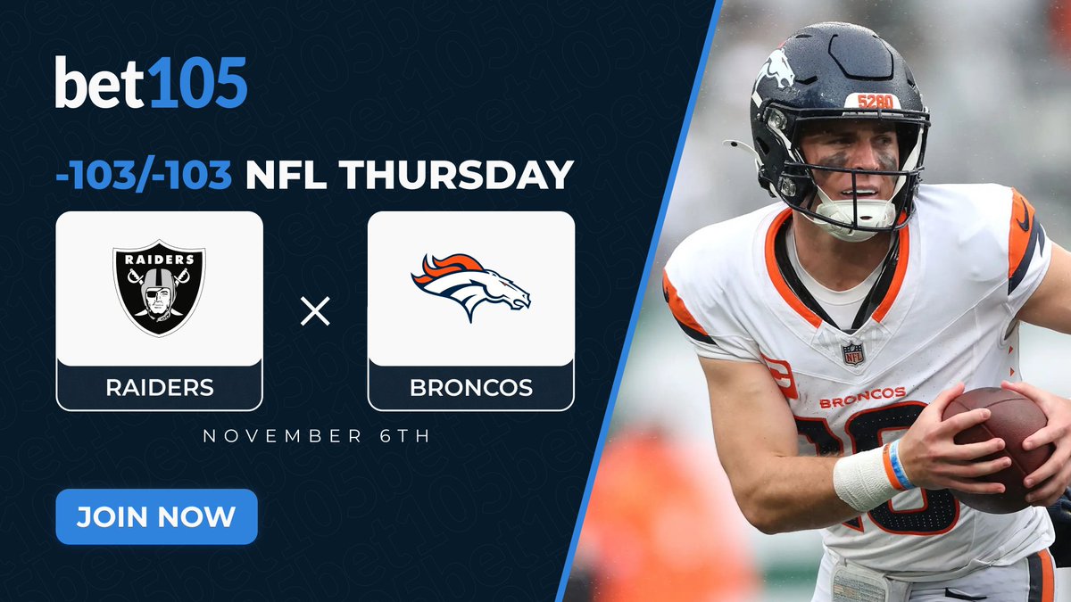 bet_105's tweet photo. WE ARE DEALIN' -103/-103 on the SPREAD for the Raiders vs Broncos game tonight

Get the BEST VALUE at bet105💰 https://t.co/Ppdzt7mQN7