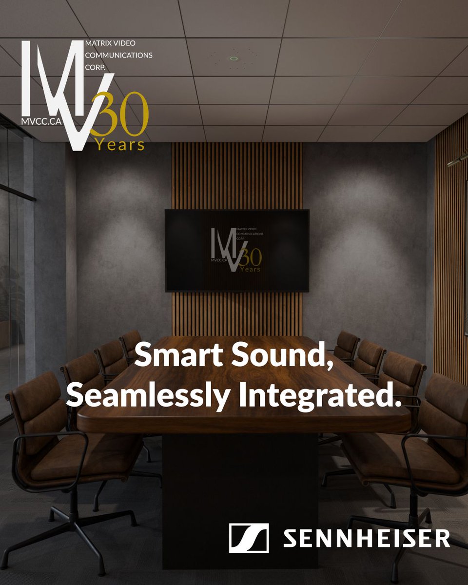 Clear communication starts with clear sound.
Matrix Video Communications Corp. integrates the Sennheiser TeamConnect Ceiling Medium.
Check our latest blog post:
🔗 mvcc.ca/post/sennheise…

#Boardrooms #MeetingRooms #HybridWork #HybridLearning #VideoConferencing #Sennheiser