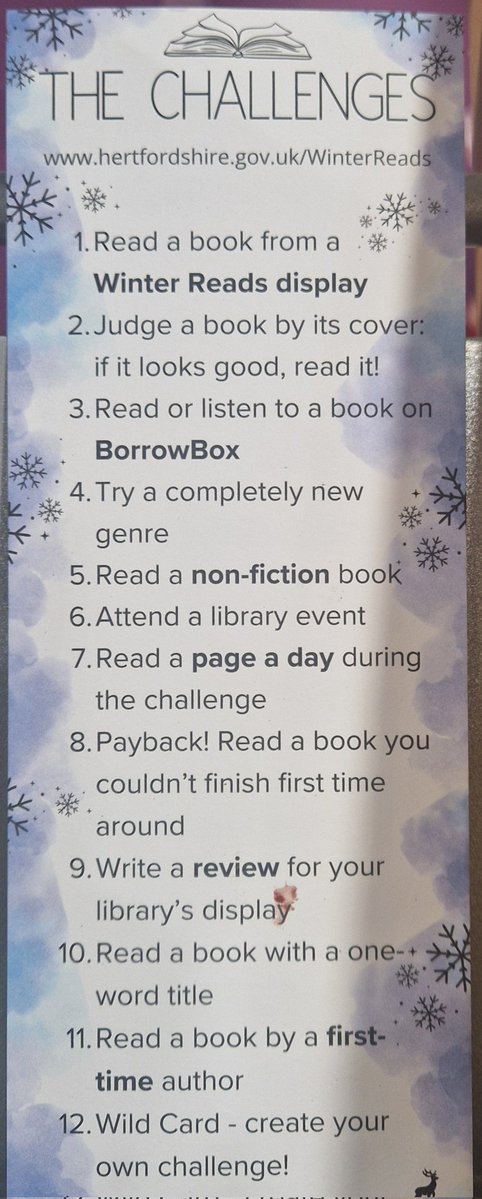 KnebCommLibrary's tweet image. Do you like stickers &amp;amp; challenges - if you do The Winter Reads Challenge at Knebworth Library is fir you.

Pop in &amp;amp; pick up the challenges &amp;amp; start collecting stickers 

#KnebworthLibrary #LocalLibrary #WinterReads #winterreadschallenge