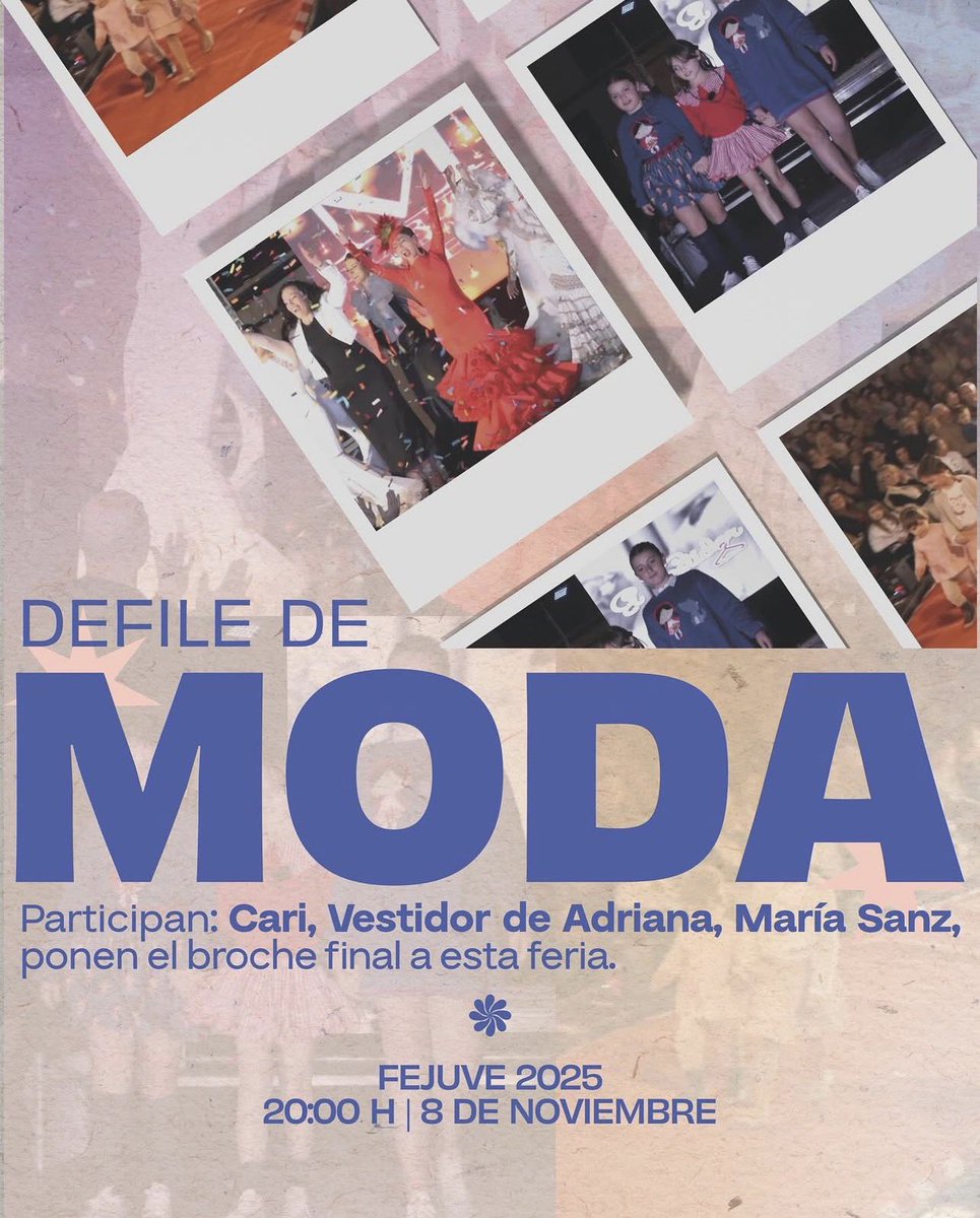 ✨Desfile #FEJUVE2025

📅 Sábado 8 nov | 🕗 20:00h

👗 Participan nuestras socias Moda Infantil y Juguetes Cari y @elvestidordeadriana, mostrando las últimas tendencias en moda infantil.

🎤 Presenta @lolaruiz_estudiodedanza 

💖 ¡Apoyar el comercio local está de moda! 👏